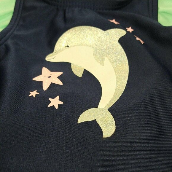 Cat & Jack 2 pc Tankini Swimsuit Dolphin Graphic Girls Size 18 Month Blue NEW - Picture 9 of 9